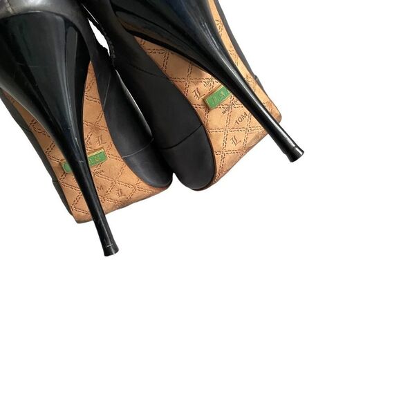 𝅺L.A.M.B by Gwen Stefani Leather Peep Toe High Heel Ankle Boots Grey 10 - Picture 6 of 11